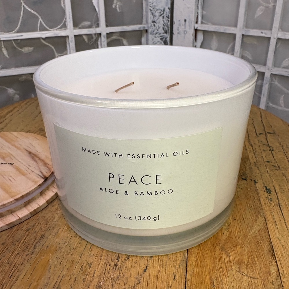 Threshold Peace Aloe & Bamboo Candle - White new